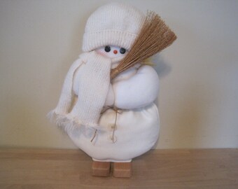 18" Handmade Christmas Snowman Foyer, Mantle or Hearth Table Top Display