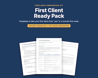 Freelance Client Onboarding Kit, Client Intake Questionnaire, Kickoff Call Agenda, Email Scripts, Freelancer Templates, PDF DOCX