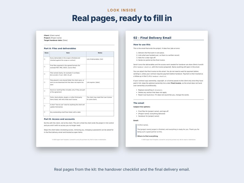 Kit voor het afhandelen van klantafhandeling, checklist voor de overdracht van freelanceprojecten, e-mail voor het aanvragen van een testimonial, sjabloon voor casestudy's, scripts voor doorverwijzingen, PDF DOCX afbeelding 3
