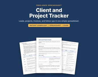 Foglio di calcolo per la gestione di clienti e progetti, strumento per il monitoraggio dei clienti freelance, strumento per il monitoraggio delle fatture, strumento per il monitoraggio dei lead, agenda per piccole imprese, XLSX