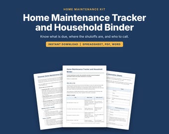 Spreadsheet voor het bijhouden van huisonderhoud, huishoudmap, noodplan voor thuis, huisinventaris, seizoenschecklist, nieuwe huiseigenaar