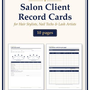 Salon Client Cards for Hair Stylists, Nail Techs and Lash Artists, Patch-Test Record and Rebooking Log