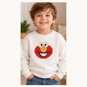 Red Monster Face Embroidery Design, Cute Cartoon Puppet Machine File, Kids Shirt Hoodie Pattern, DST PES Digital Download