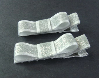 Silver Glitter Hair Clips, Toddler Hair Clips, Girls Hair Clip, Sparkly Gold or Silver Hairclip