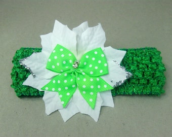 Poinsettia Flower Baby Headband, Baby Bow Headband, Christmas Headband