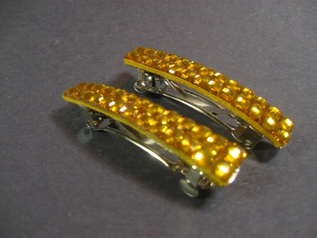 Gold Tone Barrette, Small Hair Clips, Summer Hair Accessory, Metal