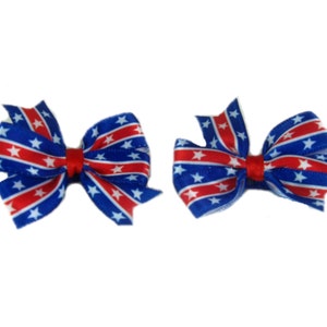 4th of July Hair Bow Independence Day, American Flag Bow,  Red White Blue Patriotic Hair Bow Pigtail Hair Bows