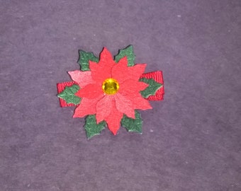 Mini Poinsettia Hair Clip Red Christmas Hair Clip