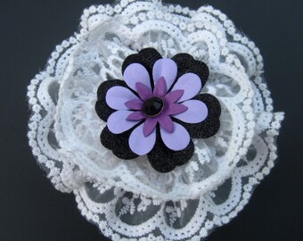 Lace Flower Hair Clip, Lace Hair Bow Flower Girl Bow 4 inches