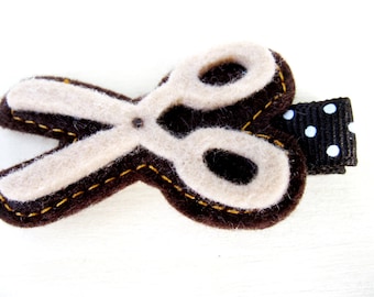 Scissor Hair Clip, School Hair Clips, Barrette, Toddler Felt Hair Clip, Bow