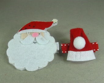 Santa Hair Clip, Christmas Hair Clip, Holiday Hair Clips, Baby, Toddler Barrettes