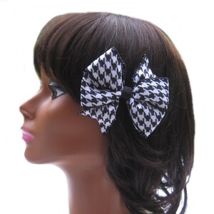 Houndstooth Hair Bow, Black and White Hair Bow Girls Hairbow image 2