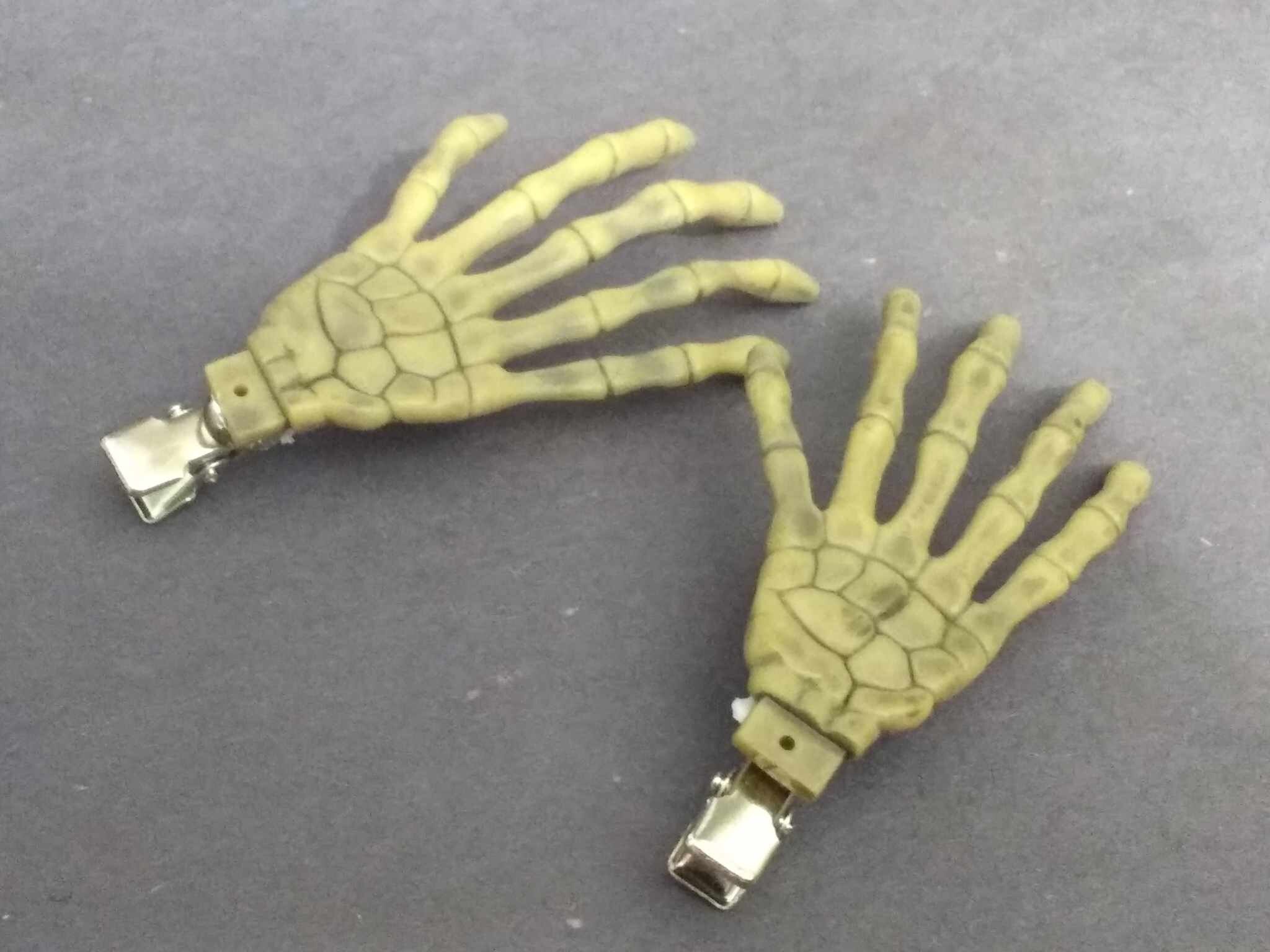 Skeleton Hand Hair Clip Barrette Pair Halloween Hair Accessory