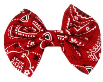 Bandana Bow, Red Bandana Hairbow, Country Bow