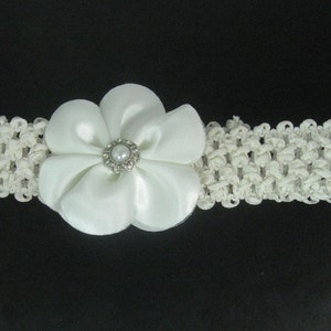 Ivory Baby Headband, Ivory Headband, Christening Flower Headband image 3