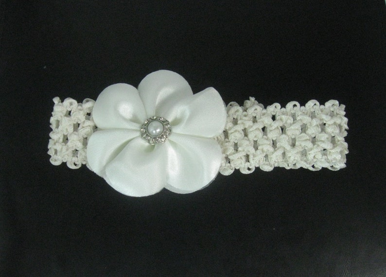 Ivory Baby Headband, Ivory Headband, Christening Flower Headband image 3