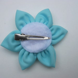 Light Blue Flower Hair Clip, Fabric Hair Flower, Hair Clip for Girl, Women Hair Accessory image 2