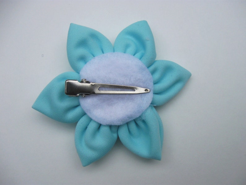 Light Blue Flower Hair Clip, Fabric Hair Flower, Hair Clip for Girl, Women Hair Accessory image 2