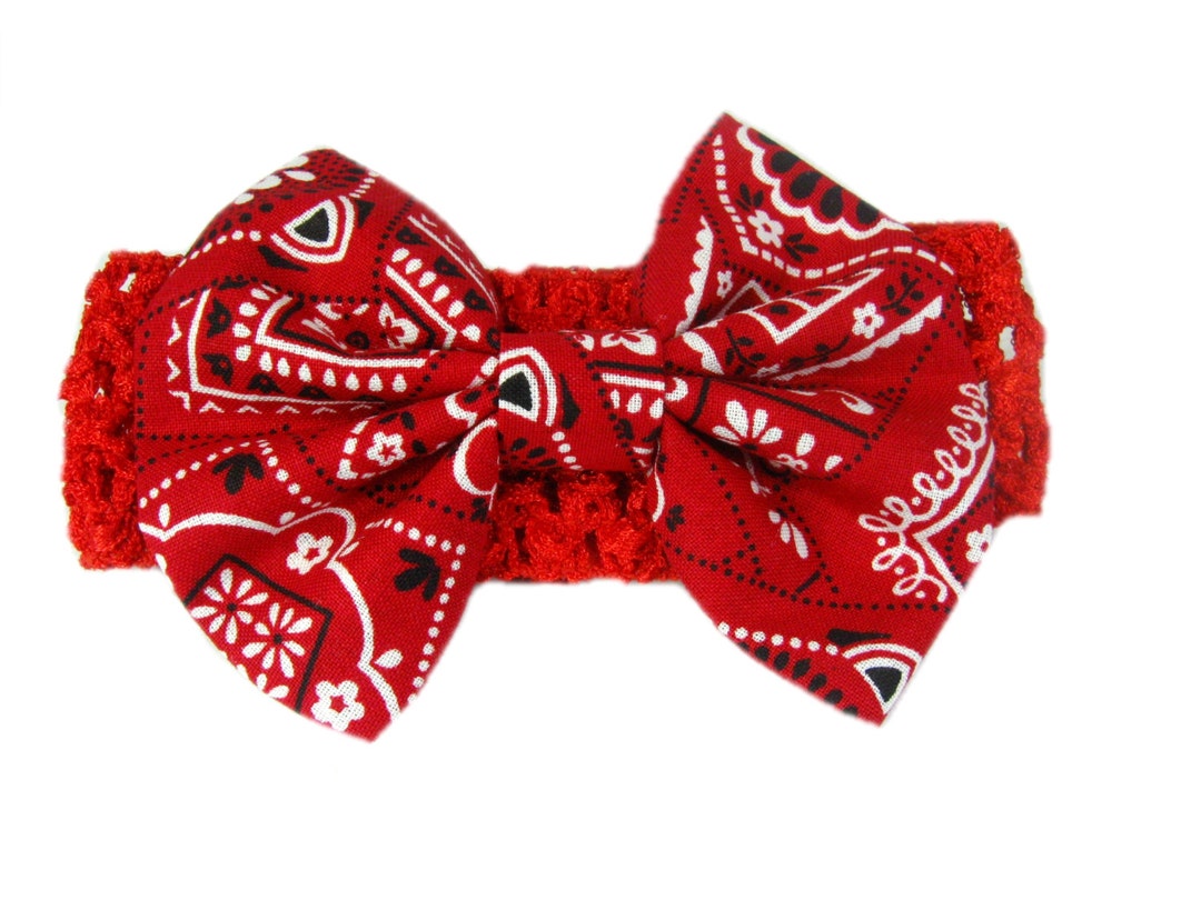 Baby Bandana Hair Bow Red Bandana Headband Baby Head Band Etsy