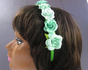 Girls Flower Headband Hard Headband Green Headband
