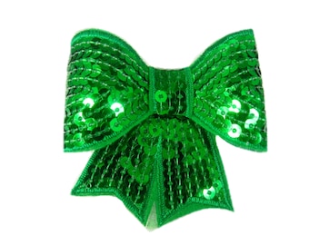 Green Sequin Bow, Sequin Hair Bow, 3" Sparkle Hairbow