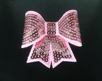 Light Pink Sequin Hair Bow, 3" Pink Hair Bow, Pink Sequin Bow