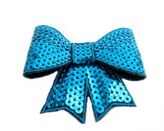 Sequin Blue Hair Bow Girls Hair Clip Girl Hairbow