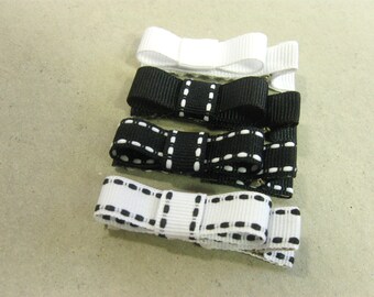 Non Slip Toddler Hair Clips Tuxedo Bow Clippies Black White Girls Barrettes