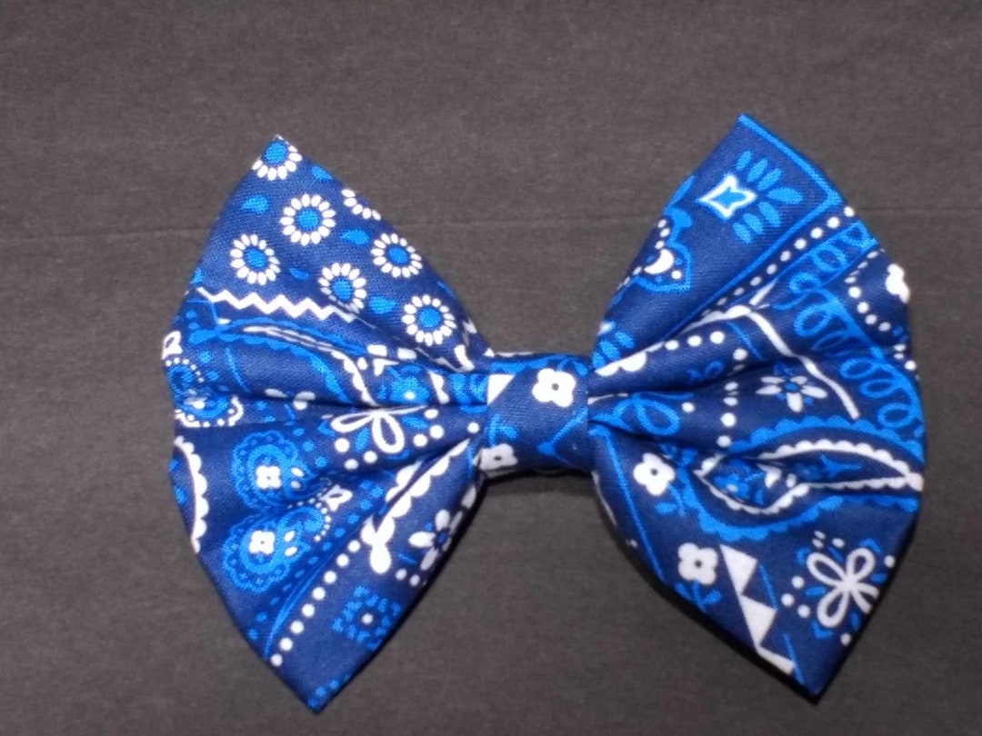 Blue Bandana Bow Bandana Hairbow Country Hair Bow Women or Etsy Sweden