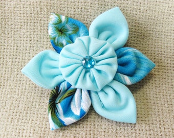 Blue Fabric Flower Hair Clip, Floral Hair Accessory, Gift for Mom, Mother's Day