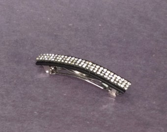 Rhinestone Barrette, Clear Sparkly Rhinestone Hair Clip, French Hair Barrette, women Accessories, 3 inches long