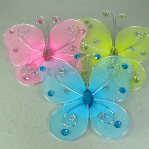 Butterfly Hair Clips Set of 3 Butterflies Hair Accessories Blue Pink, Yellow