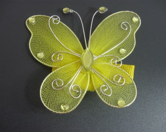 Butterfly Hair Clip, Large Yellow Butterfly Barrette