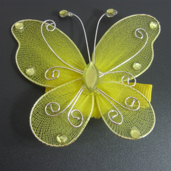 Butterfly Hair Clip, Large Yellow Butterfly Barrette