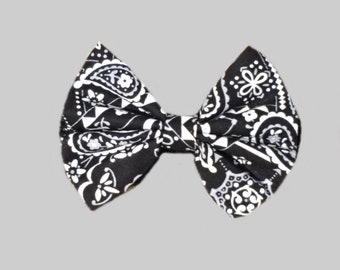 Black Bandana Bow Black Bandana Hair Bow Country Western Hairbow