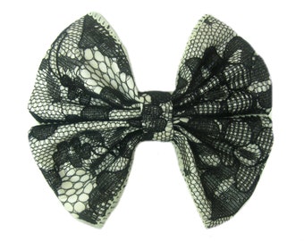 Black Lace Hair Bow Lacey Hair Bow Ladies Hairbow