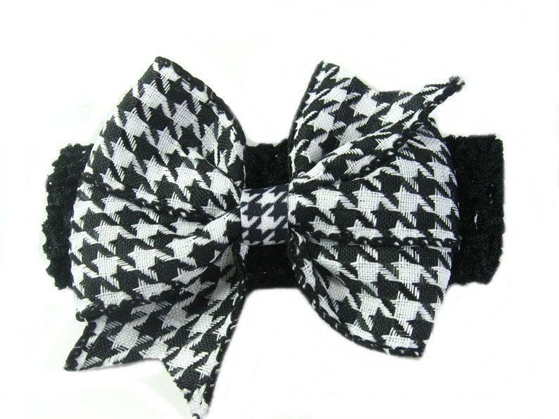 Houndstooth Headband, Baby Head Band with Houndstooth Hair Bow, Baby Hair Bow, Black White Bow, Toddler Headband, Baby Bow Headband image 1