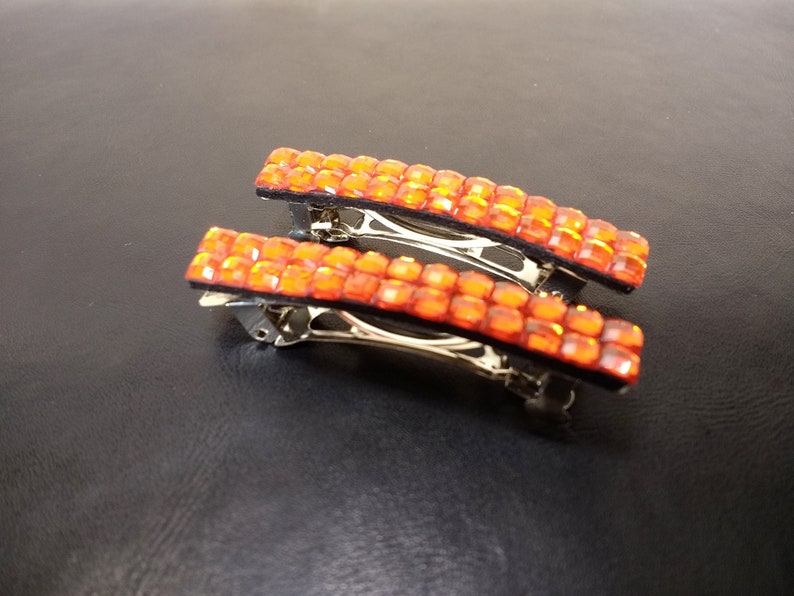 Orange Barrettes Orange Hair Clips Handmade Hair Etsy