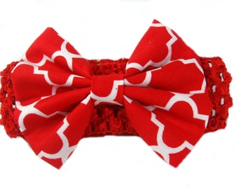 Baby Headband, Red Baby Bow, Baby Girl Headband, Newborn Headband