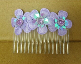 Purple Flower Hair Comb, Side Hair Clip, Girls  Hair Accessories