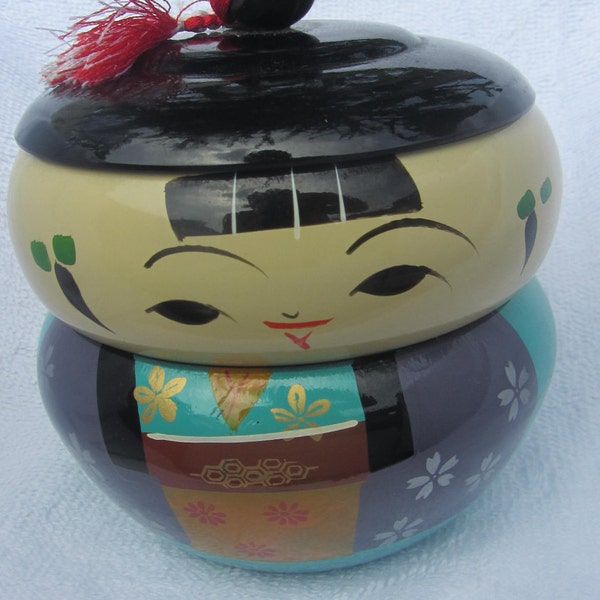 Japanese Lacquered Bakelite Kokeshi Doll/Container
