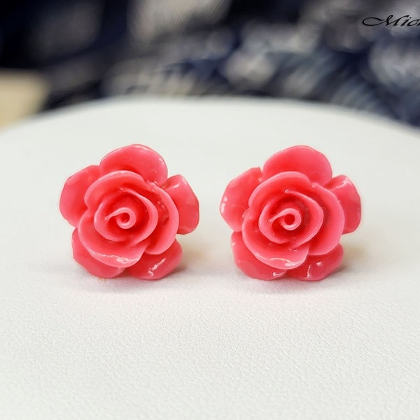 Sailor Jupiter Pink Resin Rose Earrings version 2