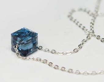 AS-IS: Marvel Avengers Tesseract inspired Swarovski Crystal Necklace - Dark Blue