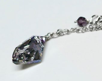 Final Fantasy Raw Crystal Inspired Necklace - Meteor/Black Materia - Odin - Swarovski Crystal