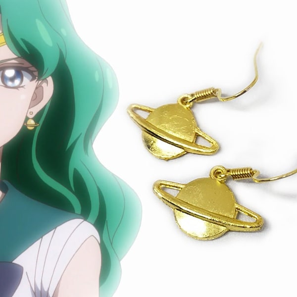 Sailor Neptune Michiru Gold Planet Earrings