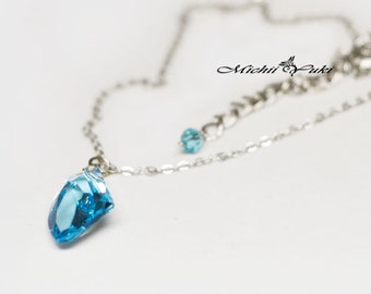 AS-IS: Final Fantasy Raw Crystal Inspired Necklace - Shiva- Support Materia - Swarovski Crystal
