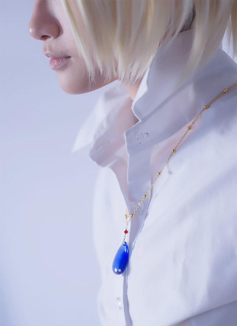 Large Howl/'s Moving Castle Blue Crystal Necklace
