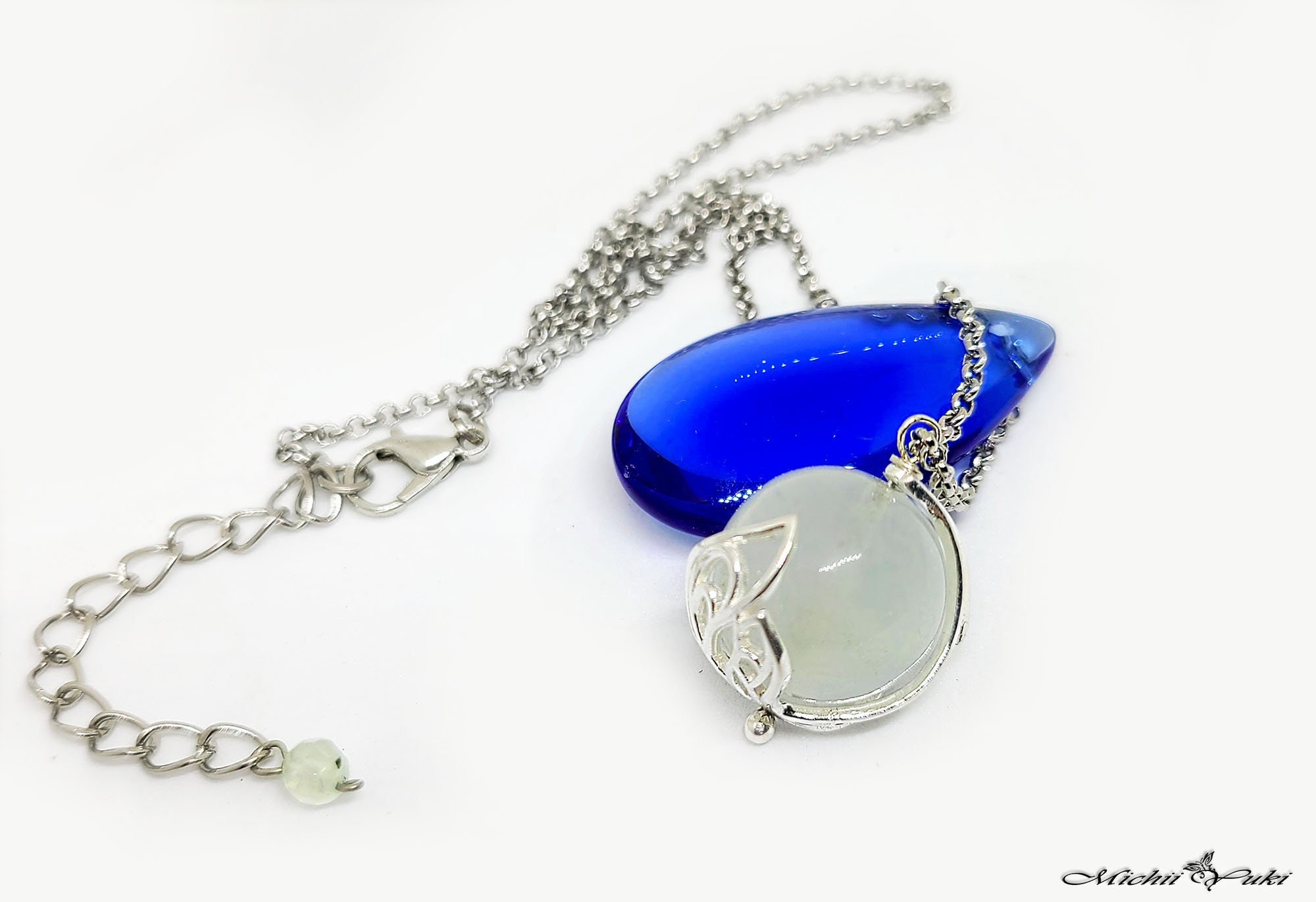 Final Fantasy VII Inspired White Holy Materia Necklace - Green