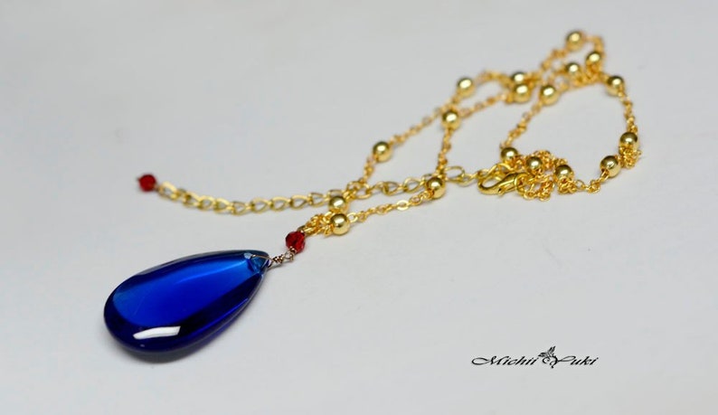 Large Howl/'s Moving Castle Blue Crystal Necklace