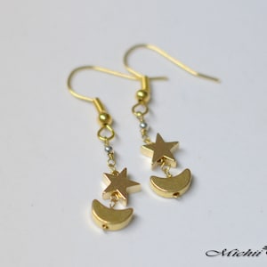 Sailor Moon Crystal Star and Moon Earrings - Gold